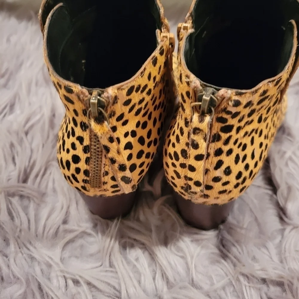 Sole Society River Fur Ankle Booties 9 Leopard Cheetah Print